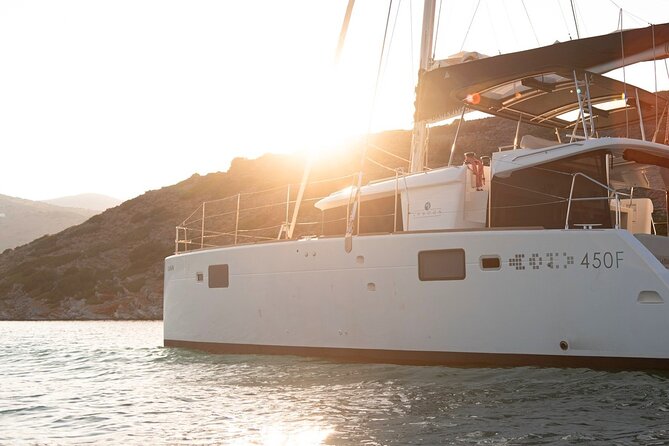 Ag. Nikolaos: Catamaran Trip with Sushi, Drinks, & Water Toys - Mirabello Bay Swim Stop: Snorkeling, SUP, Fishing, and Silly Fun