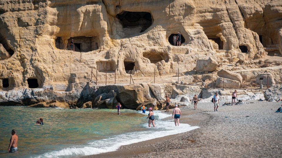 Crete: Matala Beach and Hippie caves, Red beach - Hippie caves: the 1960s story living inside ancient cliffs