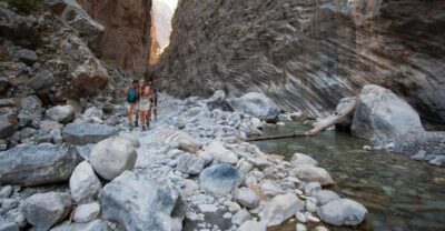 Crete: Samaria Gorge Hike - Getting started at Xyloskalo and walking the old Taras River route