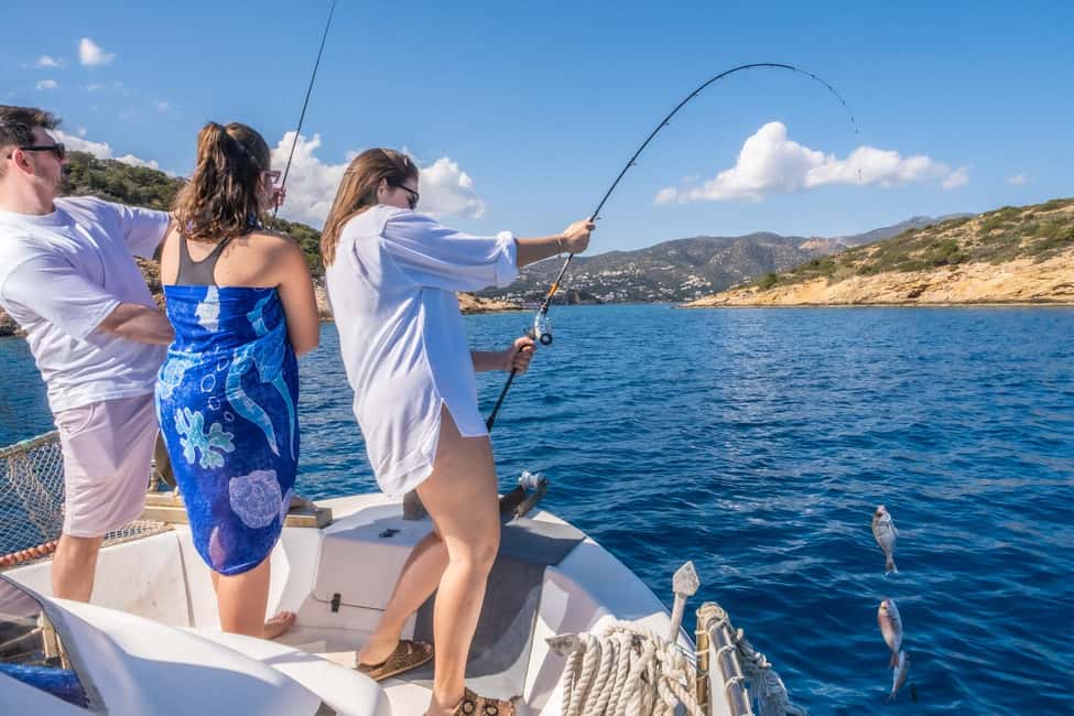 Fishing Trips Agios Nikolaos - The Mirabello Bay stop: swimming in clear turquoise water