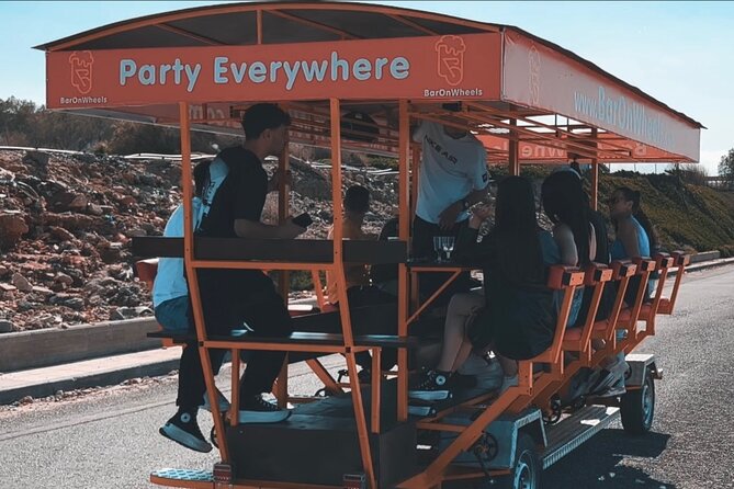 Malia: Party Bike 1 hour Experience & Unlimited Drinks - Onboard setup: seating, pedaling roles, and the sound system