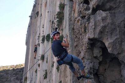 Rock Climbing on Crete with a Guide at Rethymnon, Plakias beach - George at your side: encouragement, gear fit, and real confidence
